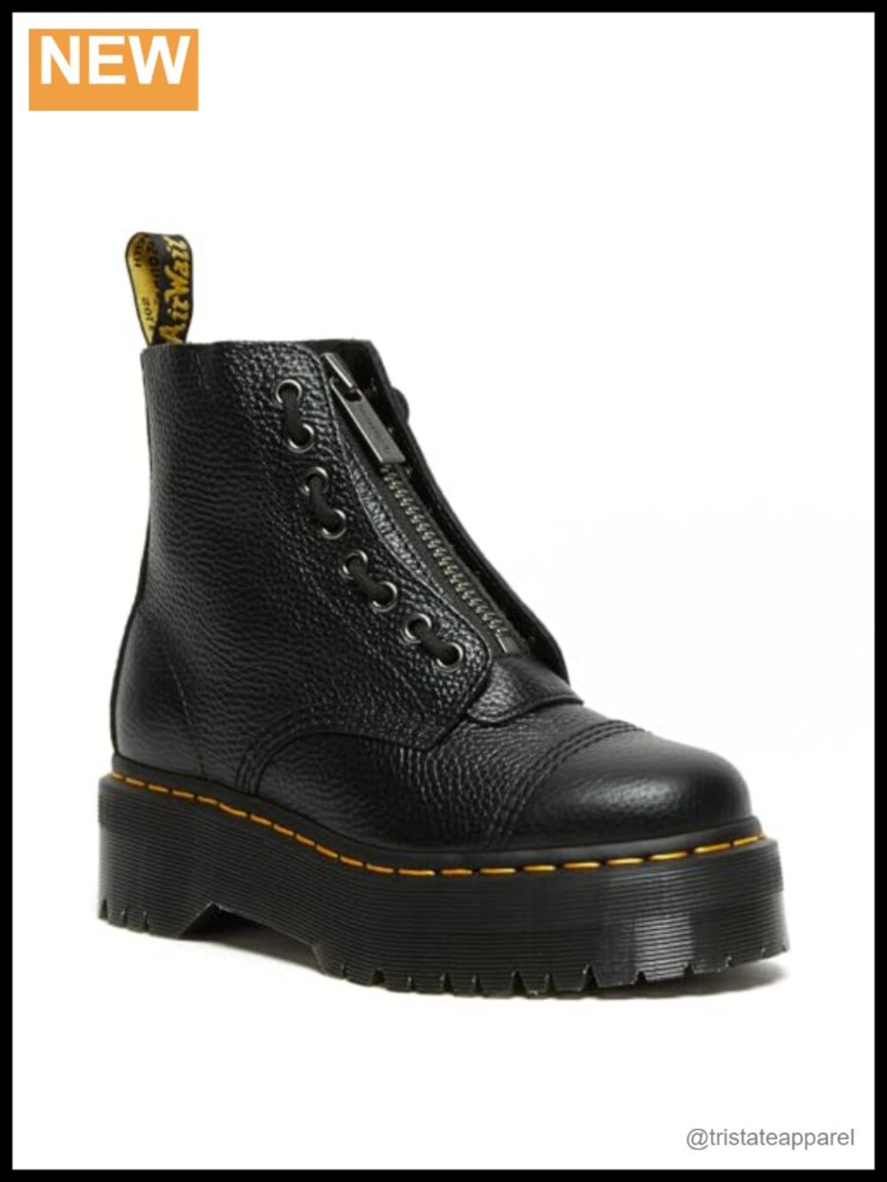 Pebbled Leather Lace Up Front Zip Platform Combat Boots